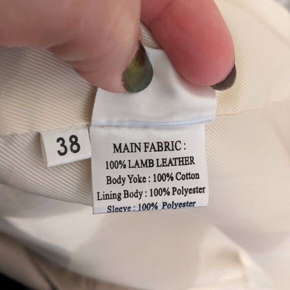 Lamb LEATHER Ecru-Beige Bruuns Bazaar Mini Dress with Pockets, Sz. 8 /10 - Picture 5 of 10